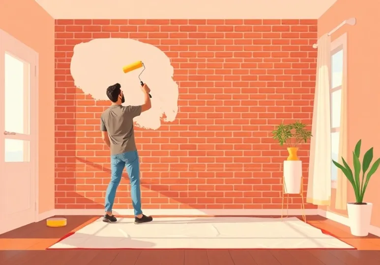 Peintre appliquant la peinture au rouleau sur un mur de salon